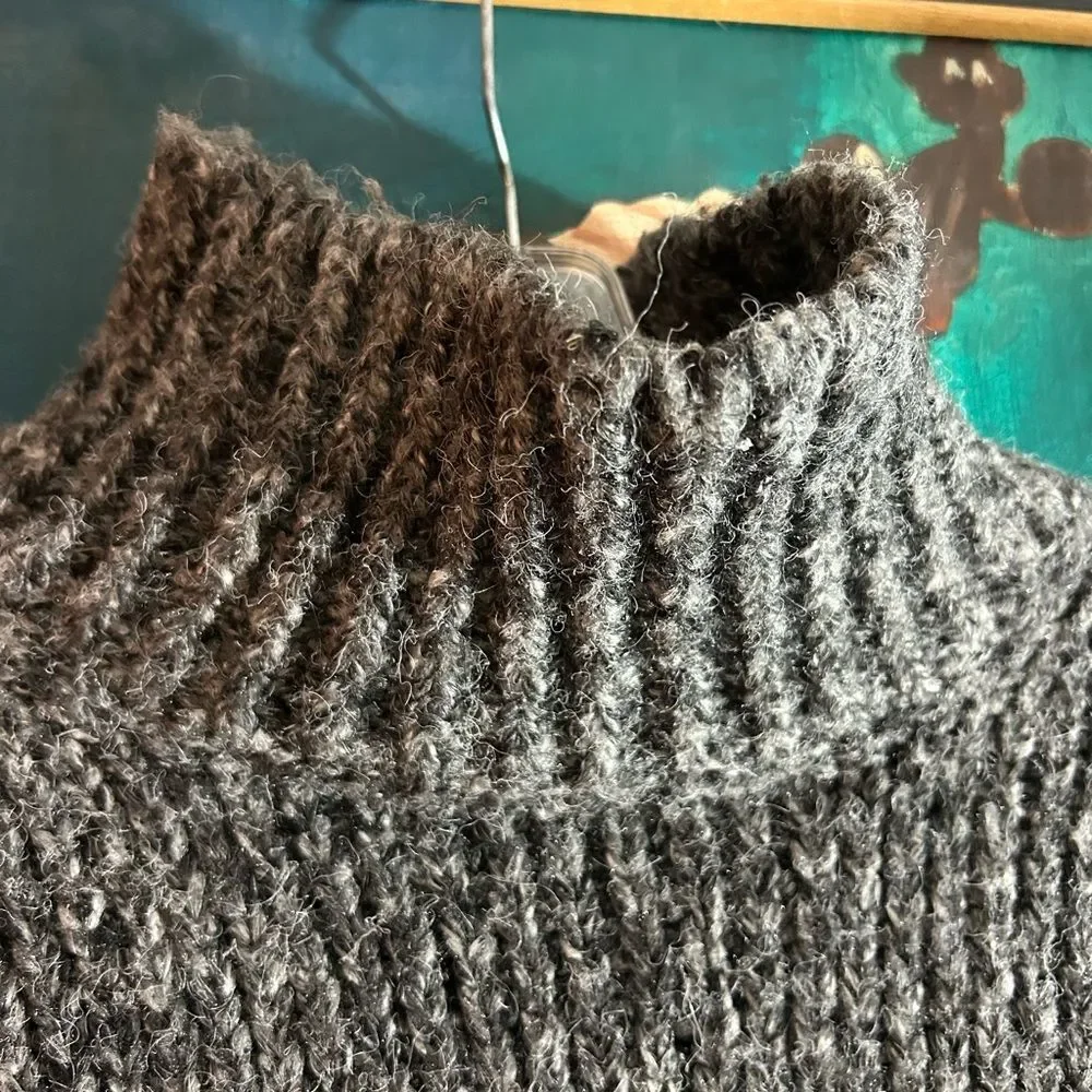 Zara Charcoal Gray Chunky Turtleneck Sweater - Picture 10 of 16
